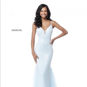 Sherri Hill Fully Beaded Gown with Tulle Train